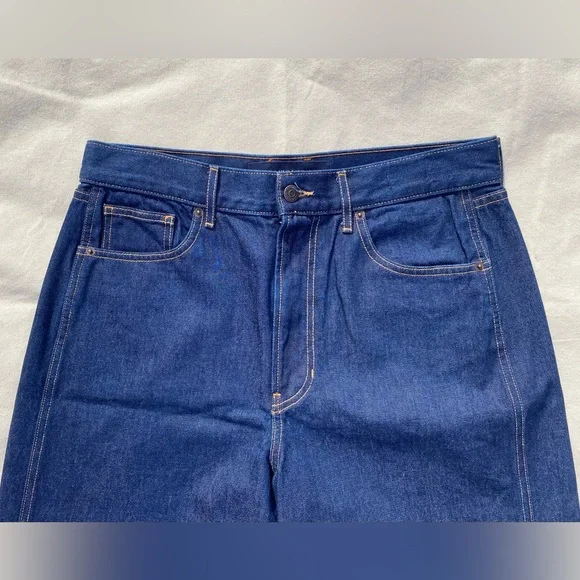 Veronica Beard Dark Blue Taylor Relaxed Fit Wide Leg Hi Rise Jeans EUC Casual - Picture 6 of 9